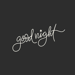 Naklejka na ściany i meble Hand drawn vector lettering phrase GOOD NIGHT