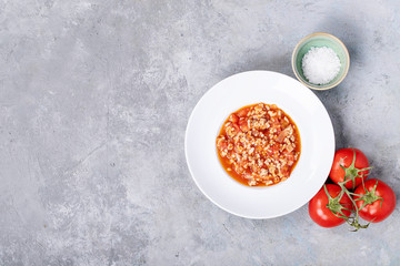 Cooked spaghetti bolognese