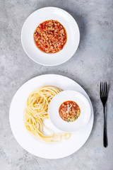 Cooked spaghetti bolognese