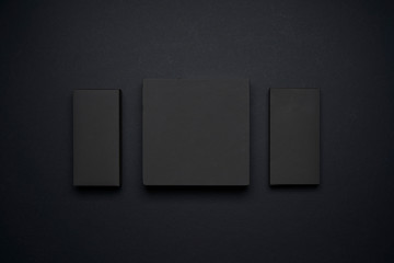 Three black boxes mockup