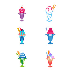 ice cream set logo. colorful design template and vector