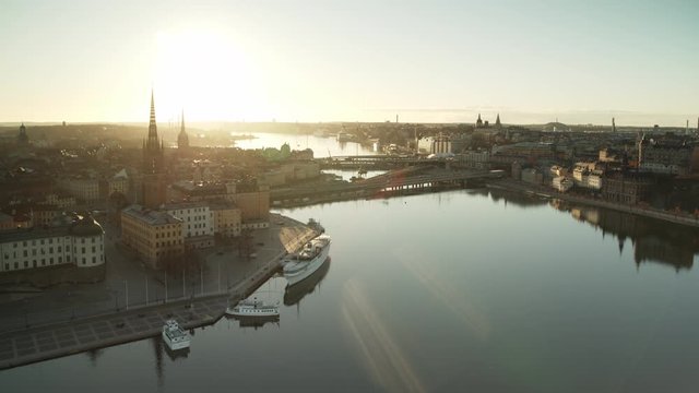 Aerial drone view over Stockholm