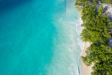 Anse Lazio beach Seychelles in Praslin Island drone view