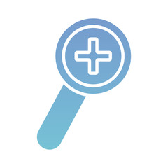 Fototapeta premium magnifying glass with medical cross symbol silhouette gradient style