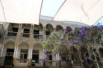 Tel Aviv, Israel. March 24, 2020. Building in the historic center on Rambam Street in the Nahalat...