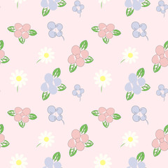 Seamless floral pattern background, Vector flower ornament, Hand drawn decorative element, Seamless backgrounds and wallpapers for fabric, packaging, Decorative print, Textile, repeating pattern