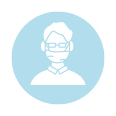 man using face mask block silhouette and fill style icon