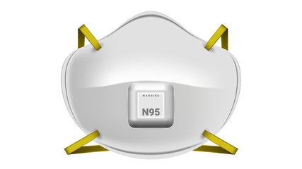 N95 medical face mask safety protection 3D realistic illustrations for corona virus