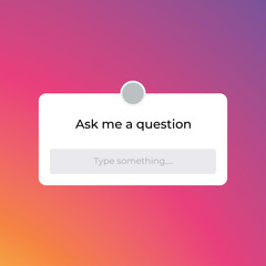 Ask me question instagram social media sticker design for mobile, graphic and website desgin. Template desgin, user interface vector illustration.
