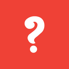 Question Icon On Red Background. Red Flat Style Vector Illustration