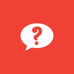 Question Icon On Red Background. Red Flat Style Vector Illustration