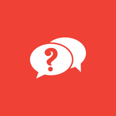 Question Icon On Red Background. Red Flat Style Vector Illustration