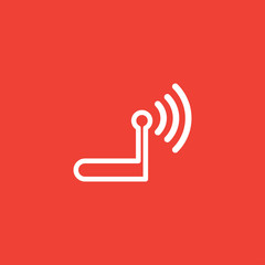 Router Line Icon On Red Background. Red Flat Style Vector Illustration