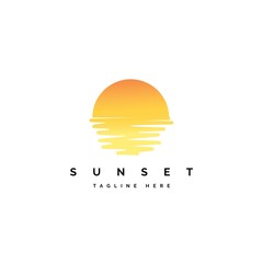 Sunset illustration  logo design vector template