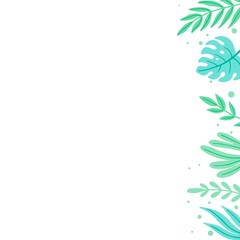 Tropical summer leaf frame for text border, greeting card, poster design. Exotic floral decoration of hawaii style. Vector illuatration of trendy style.