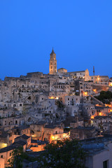 Fototapeta na wymiar Night View of Matera Italy, World Heritage