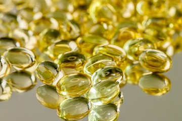 vitamin liquid oil capsules close up 