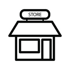 Store shop icon , template logo design emblem isolated illustration , business building retail , outline solid background white