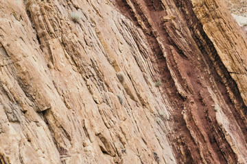 sand wall in lime red canyon, dry arid soil due to lack of water