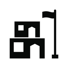 School icon vector , building template logo design , business student education , outline solid background white