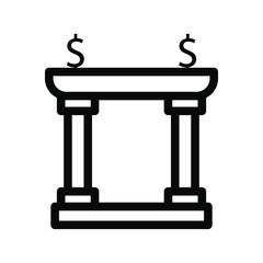 Bank icon , money business concept building emblem isolated illustration , design simple template logo , outline solid background white