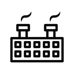 Factory icon , business building concept design emblem isolated illustration , outline solid background white