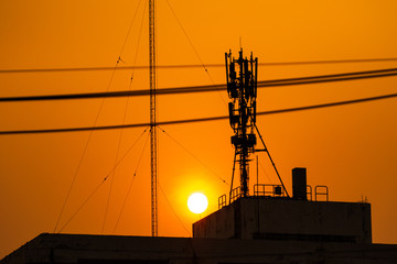 electrical tower at sunset
