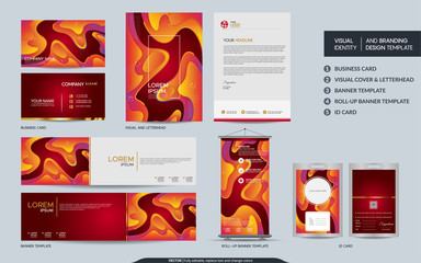 Modern dynamic colorful orange stationery mock up and visual brand identity set.