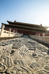 Unique Chinese Carvings on Pathway in Ancient Forbidden City Two