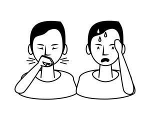 persons sick with symptoms characters