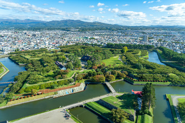 Goryokaku park, A star shaped fort park in Hakodate city, Hokkaido, Japan