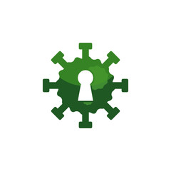 Lock The Corona Viruses Design Vector With Key Hole Symbol