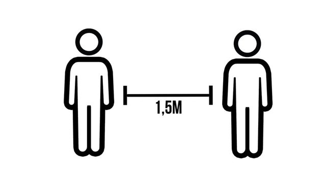 Two icons social distancing animation on a white background