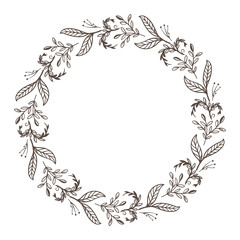 circle floral vintage draw frame vector illustration