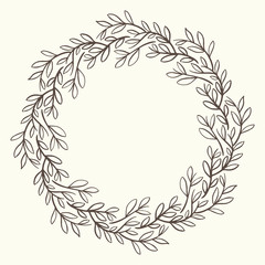circle floral vintage draw frame vector illustration