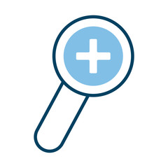 Fototapeta premium magnifying glass with medical cross symbol half line style