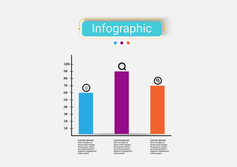 Infographic design vector template 3 point banner for workflow layout, diagram, banner, web design. Infographic business concept graph with options, parts, steps or processes abstract background.