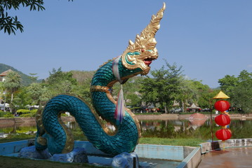 Fototapeta premium chinese dragon statue in Betong, thailand