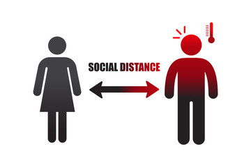 Social distance concept,keep the 1 meter distance,coronavirus disease (COVID-19) advice for the public.