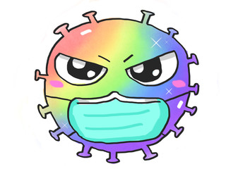 Covid-19 Virus Rainbow Pastel Cartoon