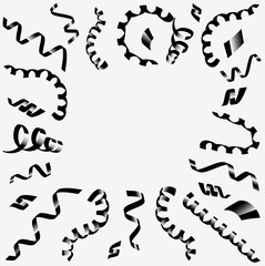 Black serpentine in circle. Vector black serpantine pieces in circle isolated on white background. Black Friday banner