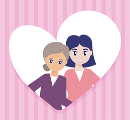 young woman takes care of old woman