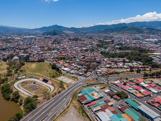 Beautiful aerial view of the empty streets  of San Jose Costa Rica