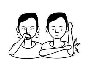 persons sick with symptoms characters