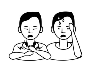 persons sick with symptoms characters