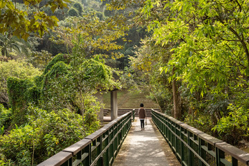 Fototapeta premium Azjatycka kobieta piesze wycieczki