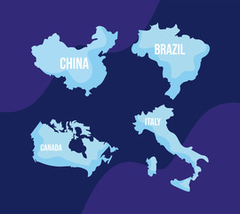 continents of the world, map