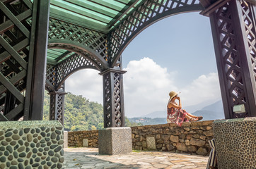 woman rest at a pavilion