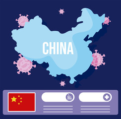 Obraz premium china map with 2019 ncov infographic