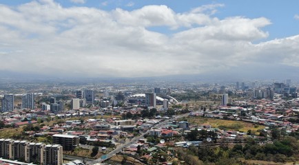 Fototapeta na wymiar Aerial view of La Sabana park and San Jose, Costa Rica from the West